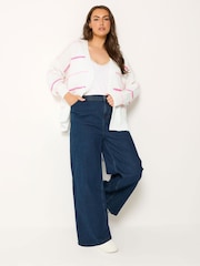 Yours Curve White Stripe Cardigan - Image 4 of 6