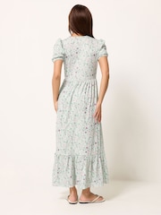 PixieGirl Petite Green Puff Sleeve Floral Maxi Dress - Image 3 of 5