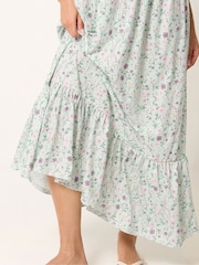 PixieGirl Petite Green Puff Sleeve Floral Maxi Dress - Image 4 of 5