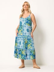 Yours Curve Blue Tiered Maxi Dress - Image 2 of 5