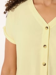 M&Co Yellow Short Sleeve Button Through Blouse - Image 4 of 5