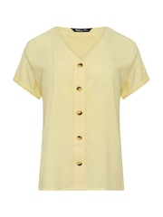 M&Co Yellow Short Sleeve Button Through Blouse - Image 5 of 5