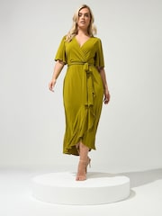 Yours Curve Green London Ruffle  Dress - Image 2 of 6