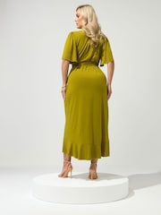Yours Curve Green London Ruffle  Dress - Image 3 of 6