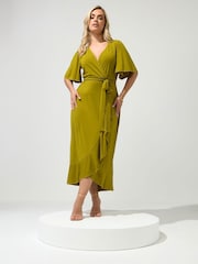 Yours Curve Green London Ruffle  Dress - Image 5 of 6