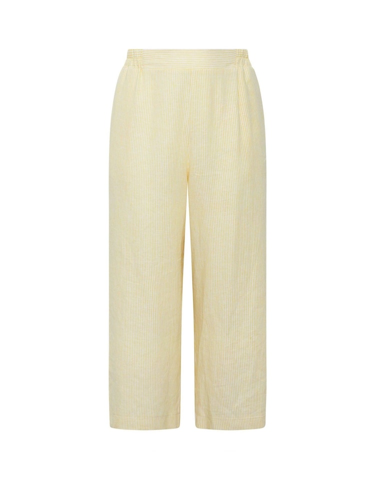 Yours Curve Yellow Stripe Wide Leg Linen Trousers - Image 5 of 5