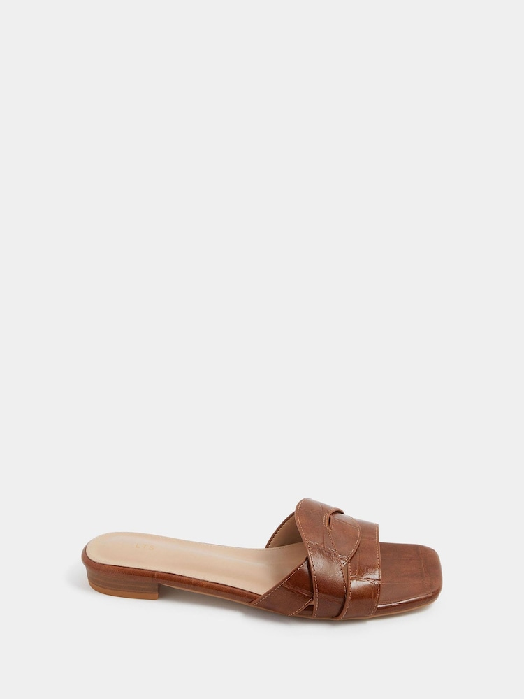 Long Tall Sally Brown Twisted Block Mule Sandals - Image 1 of 4