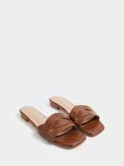 Long Tall Sally Brown Twisted Block Mule Sandals - Image 2 of 4