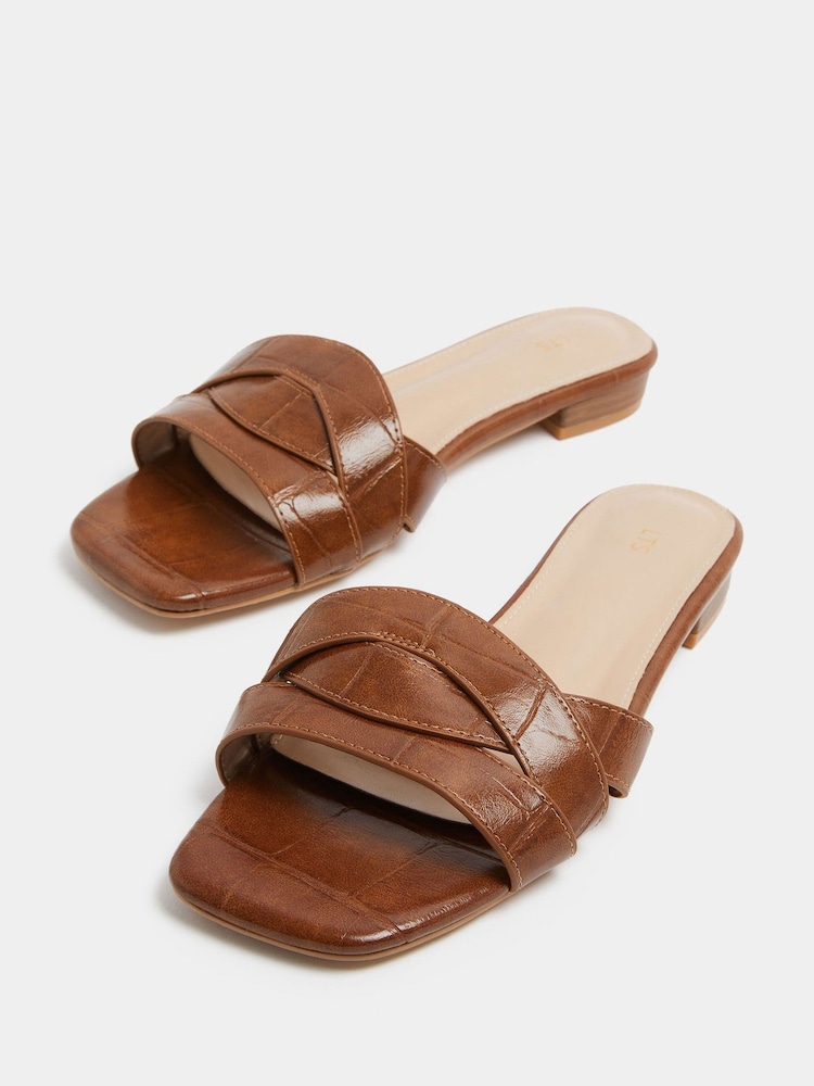 Long Tall Sally Brown Twisted Block Mule Sandals - Image 4 of 4