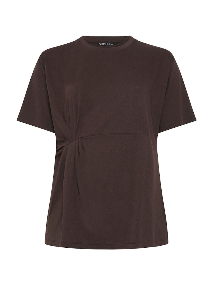 Yours Curve Brown Twist Front T-Shirt - Image 5 of 5 Yours Curve Brown Twist Front T-Shirt - Image 5 of 5