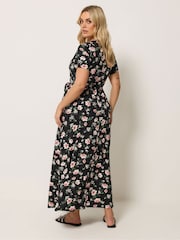 Yours Curve Black Wrap Front Dress - Image 3 of 5