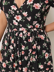 Yours Curve Black Wrap Front Dress - Image 4 of 5