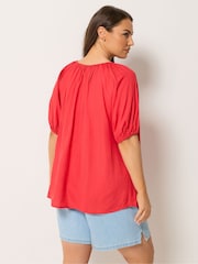 Yours Curve Red Stripe Boho Blouse - Image 3 of 5
