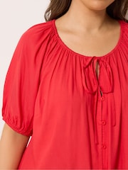 Yours Curve Red Stripe Boho Blouse - Image 4 of 5