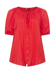 Yours Curve Red Stripe Boho Blouse - Image 5 of 5