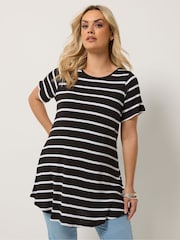 Yours Curve Black Stripe Swing Top - Image 1 of 5