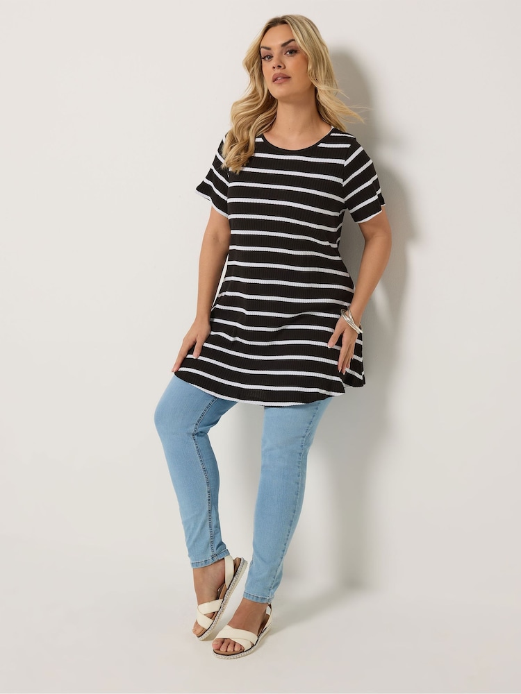 Yours Curve Black Stripe Swing Top - Image 2 of 5