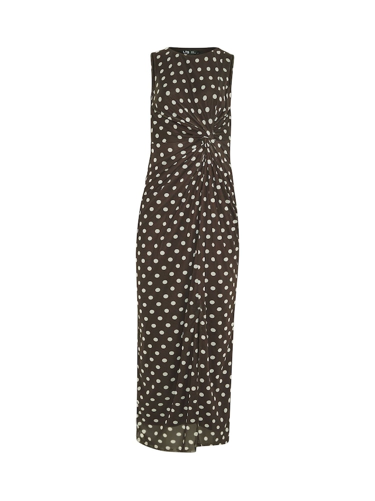 Long Tall Sally Brown Polkadot Side Twist Dress - Image 5 of 5 Long Tall Sally Brown Polkadot Side Twist Dress - Image 5 of 5