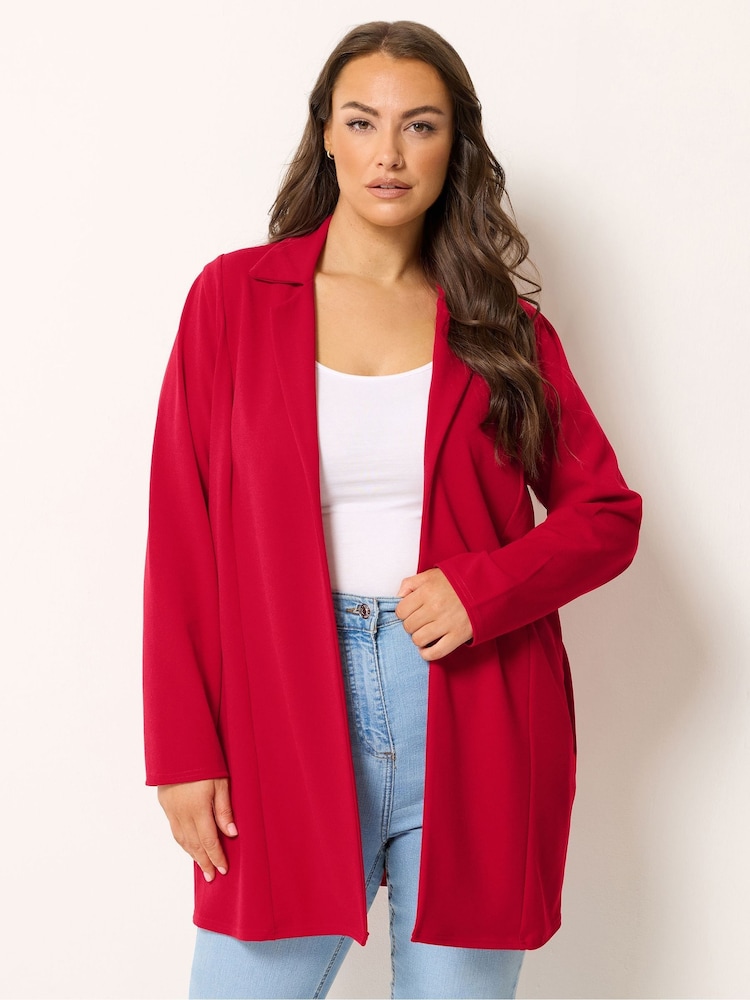 Yours Curve Red Scuba Blazer - Image 1 of 5