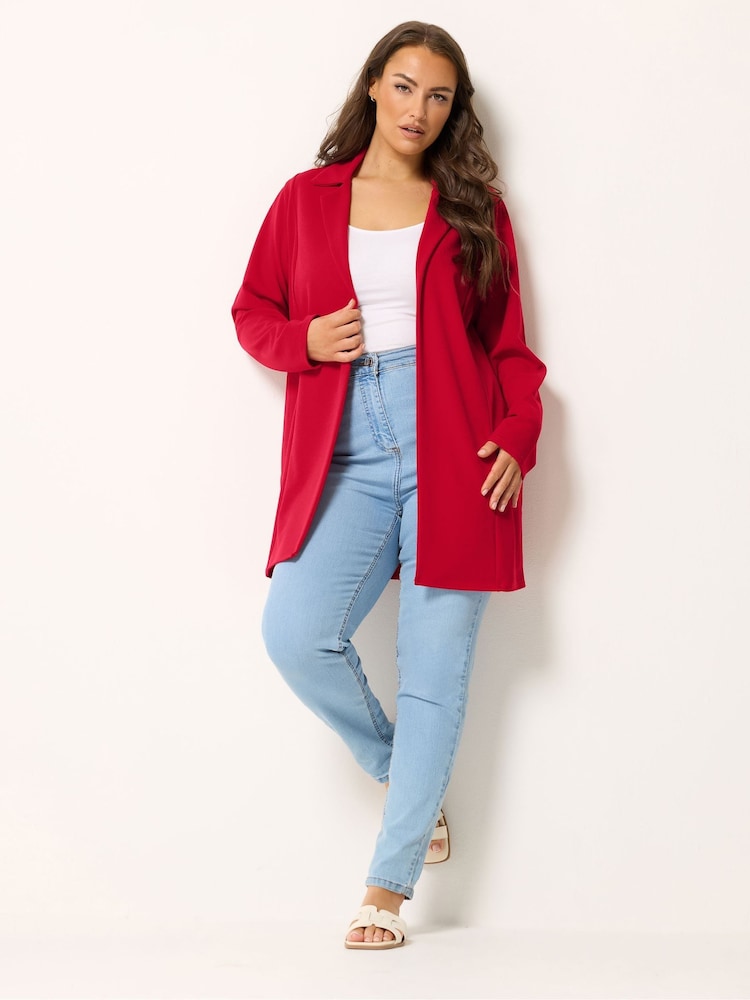 Yours Curve Red Scuba Blazer - Image 2 of 5