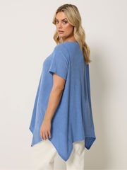 Yours Curve Blue Textured Hanky Hem Top - Image 3 of 5