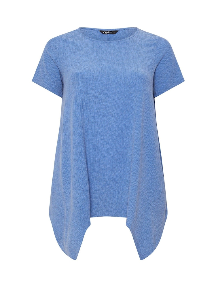 Yours Curve Blue Textured Hanky Hem Top - Image 5 of 5 Yours Curve Blue Textured Hanky Hem Top - Image 5 of 5