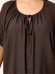 Yours Curve Brown Stripe Boho Blouse - Image 4 of 5