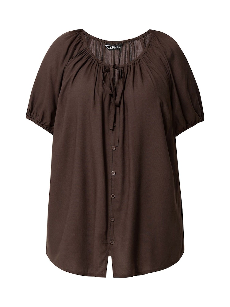 Yours Curve Brown Stripe Boho Blouse - Image 5 of 5 Yours Curve Brown Stripe Boho Blouse - Image 5 of 5
