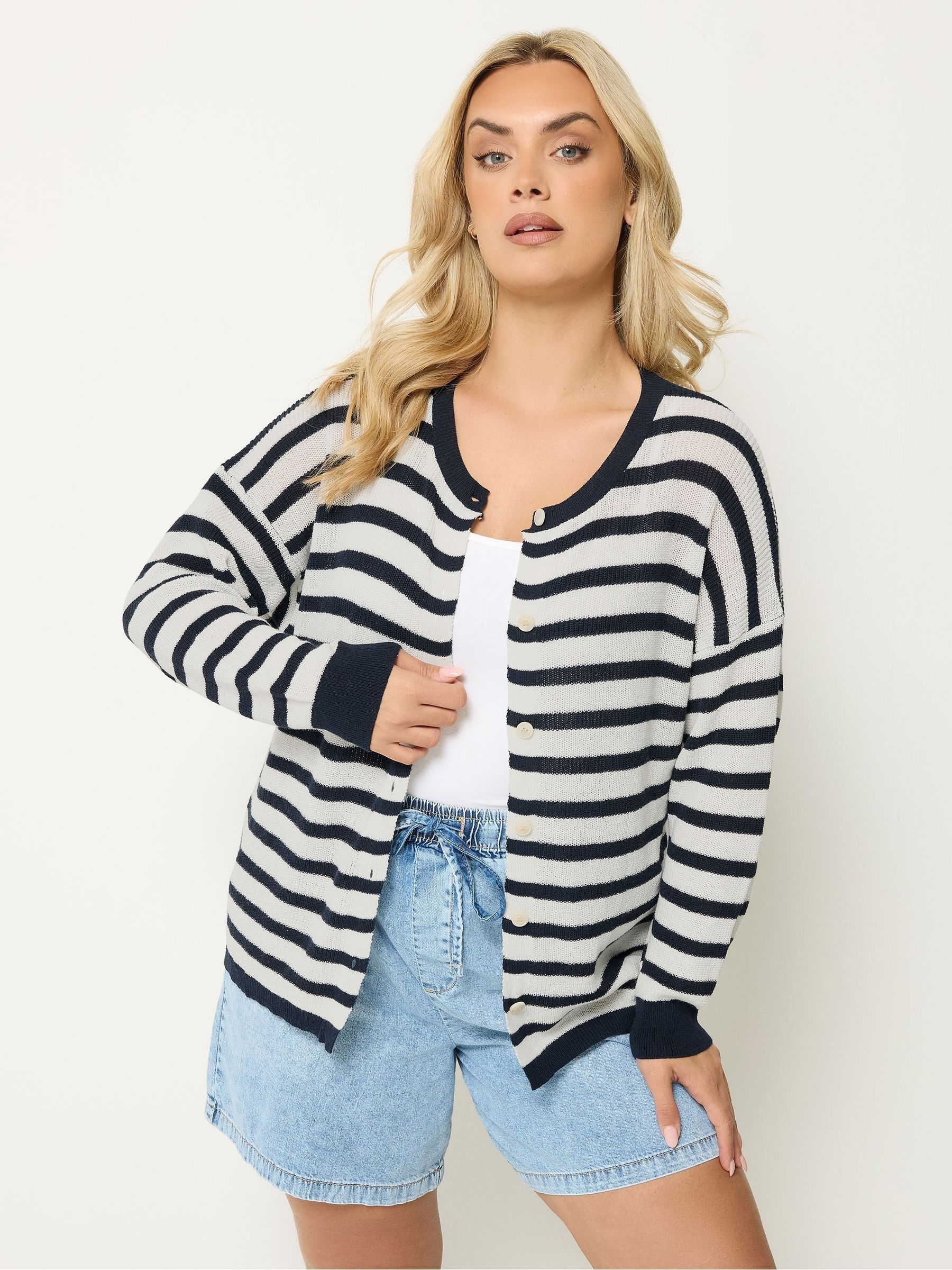 Yours Women's Multicolor Stripe Knitted Cardigan | Size: 26/28 - Image 3