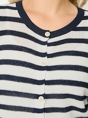 Yours Curve Blue Stripe Crew Neck Cardigan - Image 5 of 6