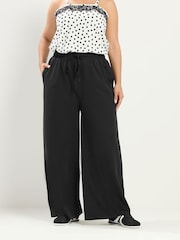 Yours Curve Black Wide Leg Joggers - Image 1 of 5