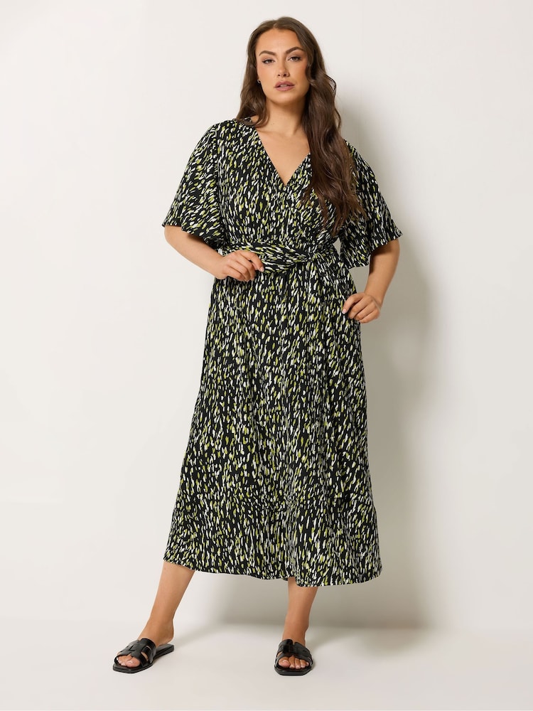 Yours Curve Black Wrap Front Dress - Image 2 of 5