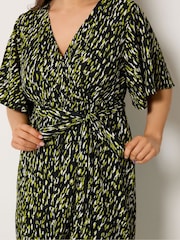 Yours Curve Black Wrap Front Dress - Image 4 of 5