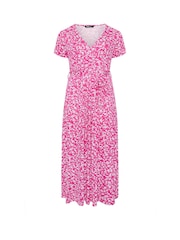Yours Curve Pink Wrap Front Dress - Image 5 of 5