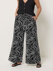 Yours Curve Black Wide Leg Trousers - Image 1 of 5
