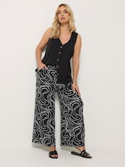 Yours Curve Black Wide Leg Trousers - Image 2 of 5