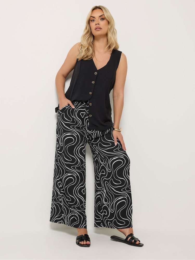 Yours Curve Black Wide Leg Trousers - Image 2 of 5