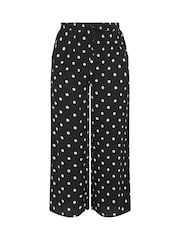Yours Curve Black Polka Dot Wide Leg Crinkle Trousers - Image 5 of 5