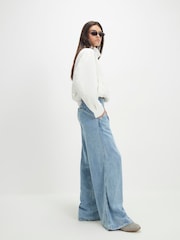 River Island Blue High Waisted Elasticated Dart Front Wide Leg Jeans - Image 2 of 4