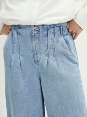 River Island Blue High Waisted Elasticated Dart Front Wide Leg Jeans - Image 3 of 4