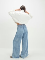 River Island Blue High Waisted Elasticated Dart Front Wide Leg Jeans - Image 4 of 4