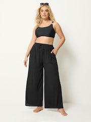 Yours Curve Black Crinkle Trousers - Image 1 of 5