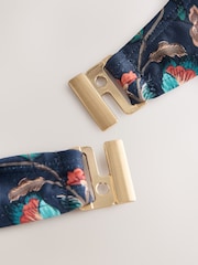 Navy/Peach Floral Wired Balcony Bandeau Bikini Top - Image 7 of 8