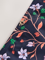Navy Pink Floral Print High Leg Bikini Bottoms - Image 8 of 8