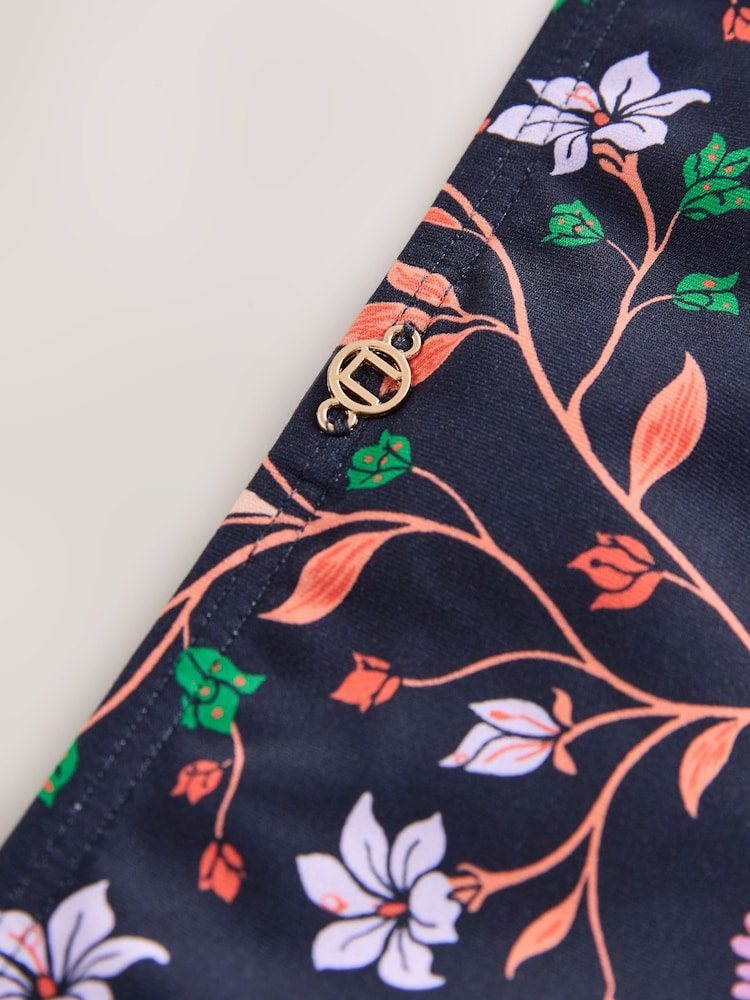 Navy Pink Floral Print High Leg Bikini Bottoms - Image 8 of 8 Navy Pink Floral Print High Leg Bikini Bottoms - Image 8 of 8