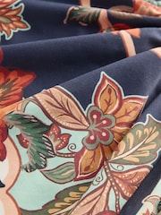 Navy/Peach Floral Ruched Side Tummy Shaping Control Swimsuit - Image 2 of 4