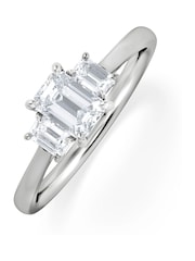 The Diamond Store Silver Evoke 3 Stone Emerald Cut Lab Diamond Ring 0.50ct in 925 Sterling Silver - Image 1 of 5