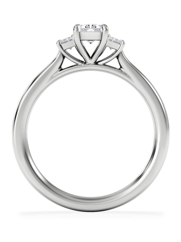 The Diamond Store Silver Evoke 3 Stone Emerald Cut Lab Diamond Ring 0.50ct in 925 Sterling Silver - Image 2 of 5