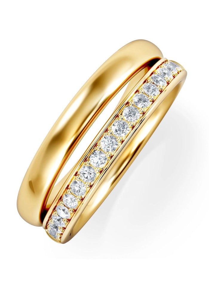 The Diamond Store Gold Duo Curve Stacking Lab Diamond Ring 0.26ct in 9K Gold - Image 1 of 5