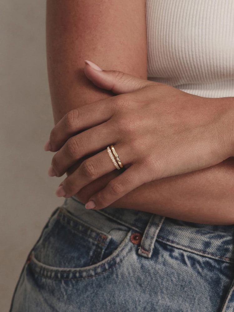 The Diamond Store Gold Duo Curve Stacking Lab Diamond Ring 0.26ct in 9K Gold - Image 5 of 5